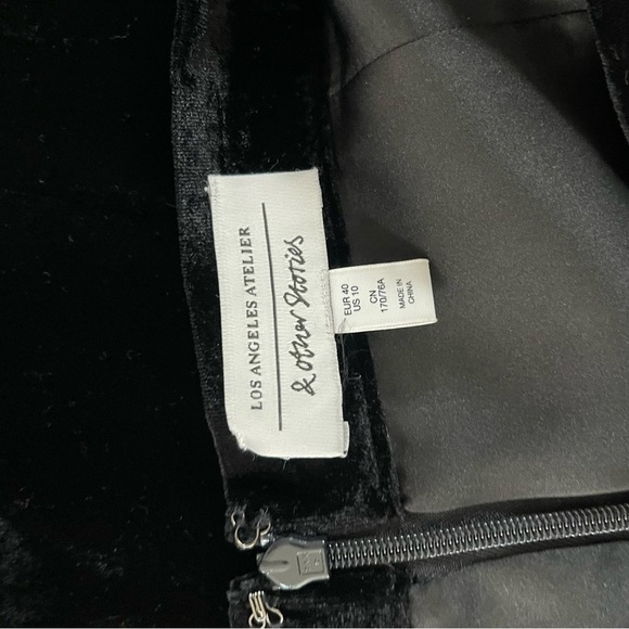 & Other Stories Velvet Thigh High Slit Midi Skirt In Black Women's Size US 10 - Picture 3 of 6